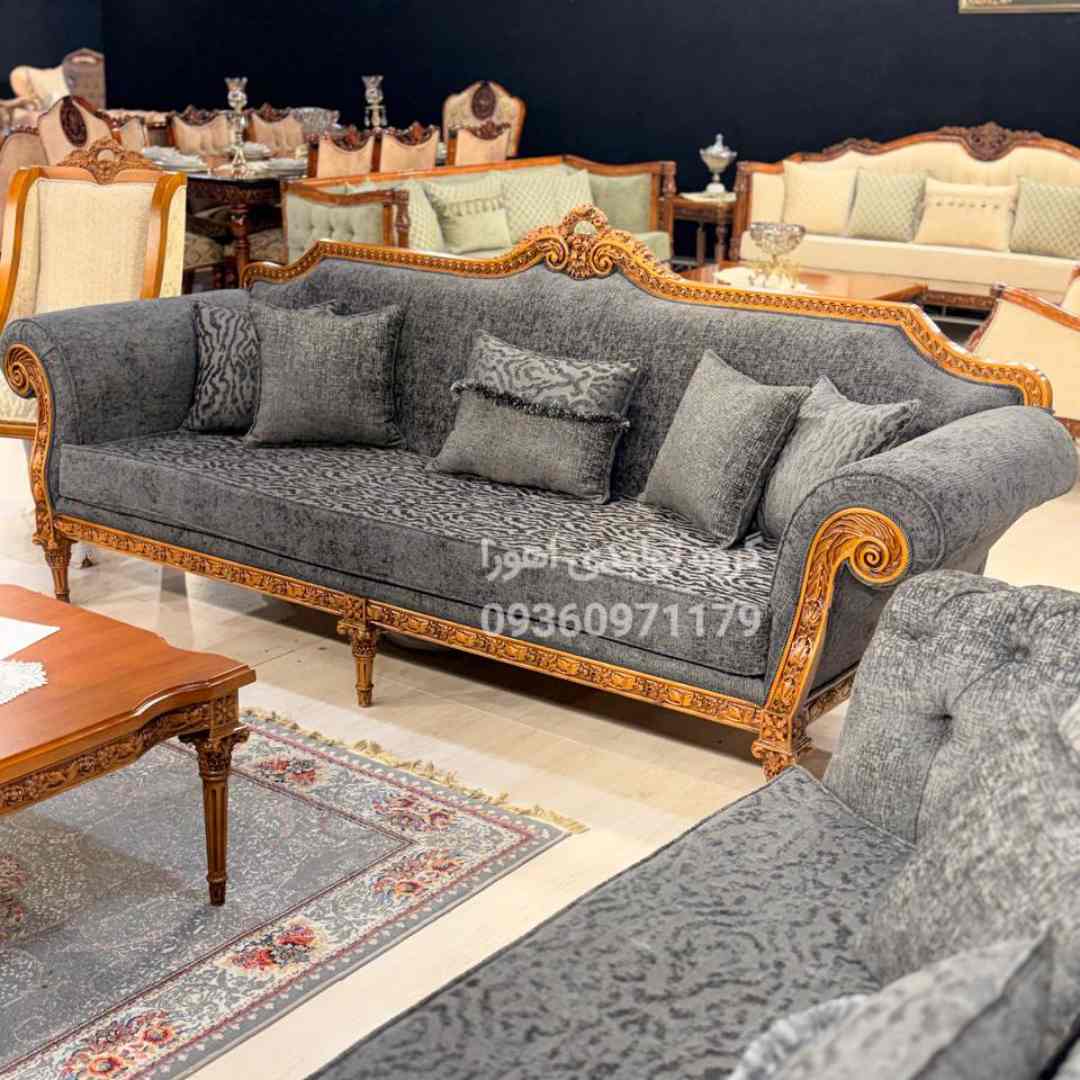 مبل ۸ نفره مدل پیچک با جلو مبلی و دو عسلی